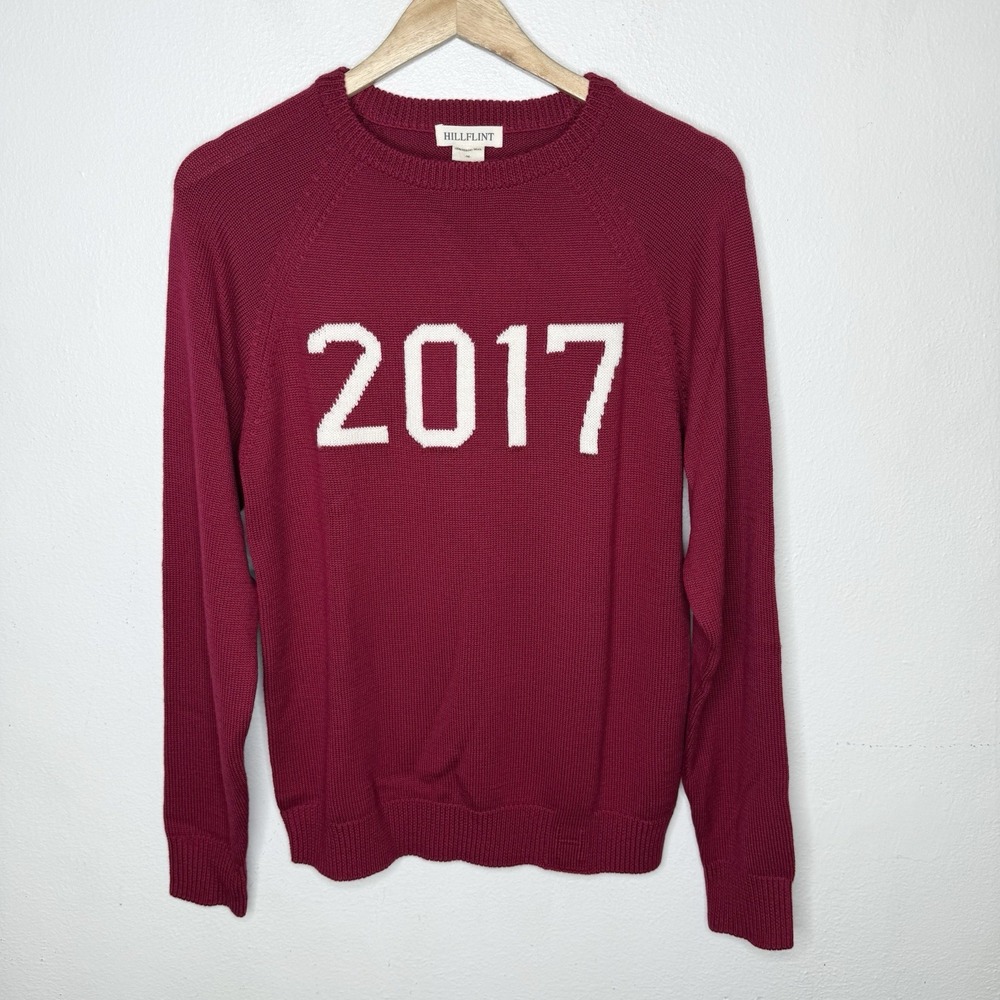 New Hillflint Red White Merino Wool Collegiate 2017 Sweater Size Medium